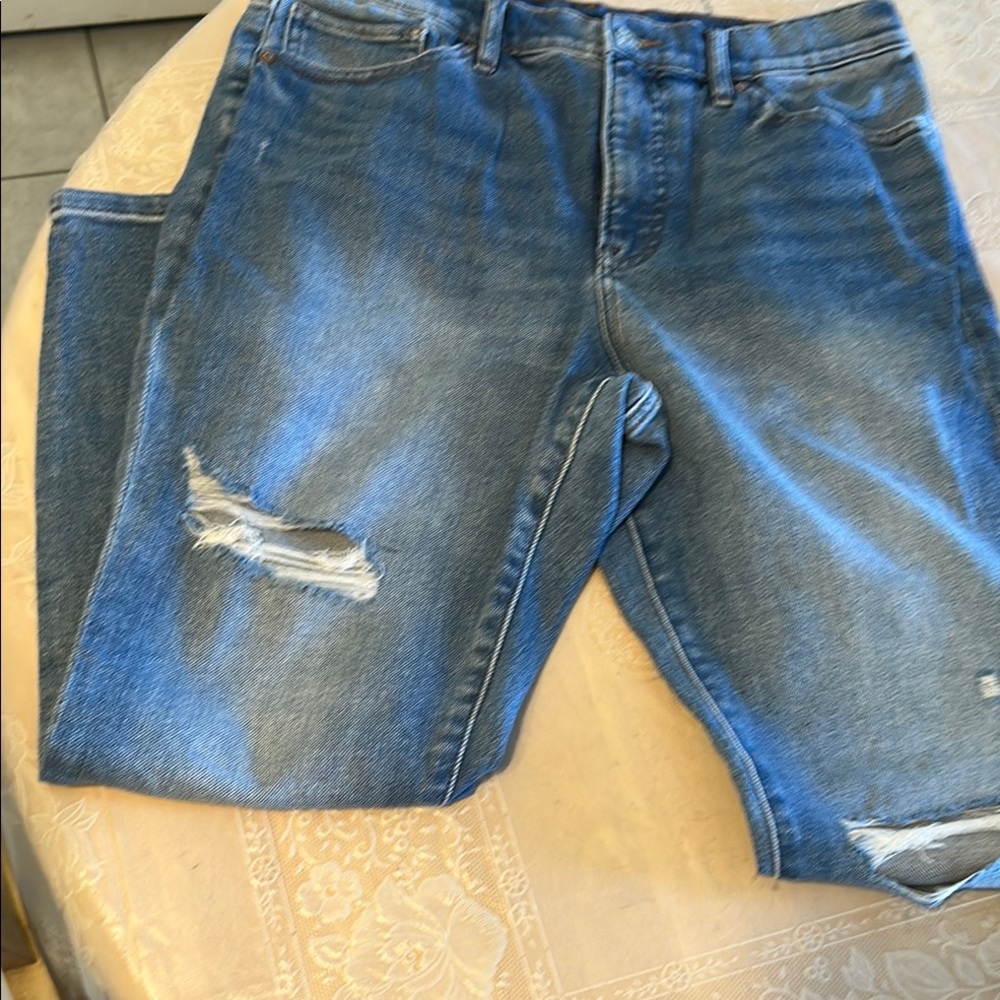 Express Distressed Skinny High Rise Jeans - Picture 6 of 7